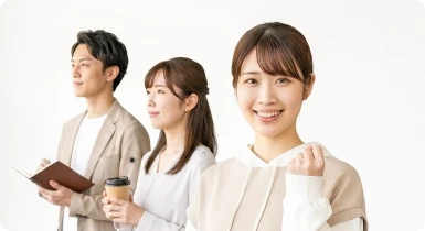 ガッツポーズをする大学生