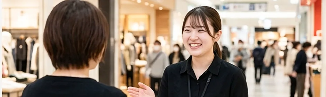 一人でお客様に接客する様子